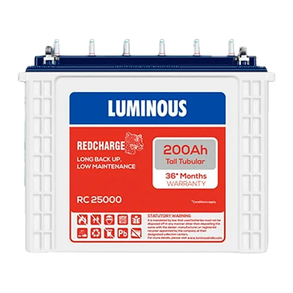 LUMINOUS RED CHARGE 25000 - 200AH TALL TUBULAR BATTERY